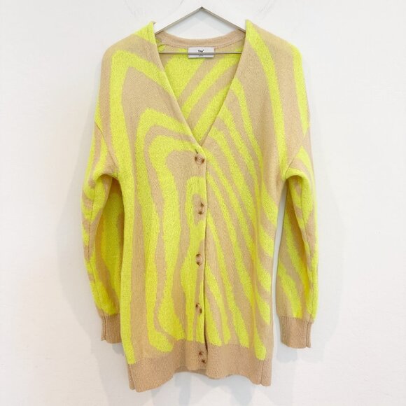 TNA Mohair Blend Utica Button Up Animal Print Cardigan Sweater Top Winter Small - Picture 2 of 11